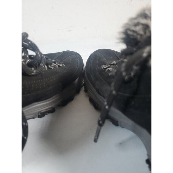 SKECHERS Winter Snow Boot Women 7.5 Brown Leather Faux Fur Lined Lace Up - Picture 15 of 16